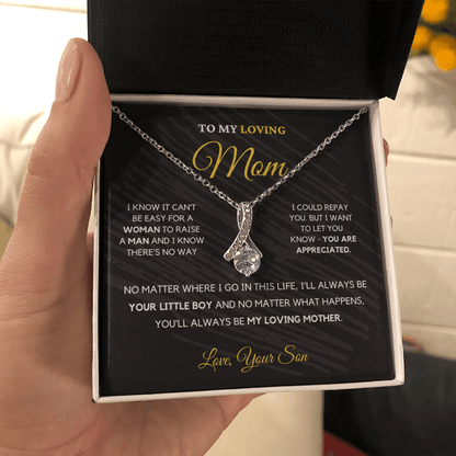 To My Loving Mom - Love Knot Necklace | Gift for Mother's Day From Son, I'll Always Be Your Little Boy, You'll Always Be My Loving Mother 2B