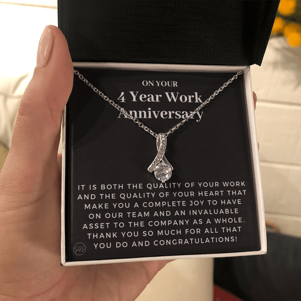 4 Year Job Anniversary Gift | Thank You Gift from Boss, Employee Work Appreciation, Co-Worker, Congrats, Years of Service AN04B