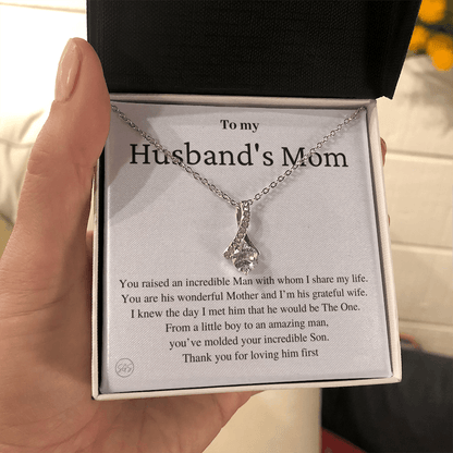 Husband's Mom Gift | Mother in Law Gift, Mother's Day Gift, From Daughter-in-Law, Mother of the Groom Necklace, Birthday, Thank You 0418aB