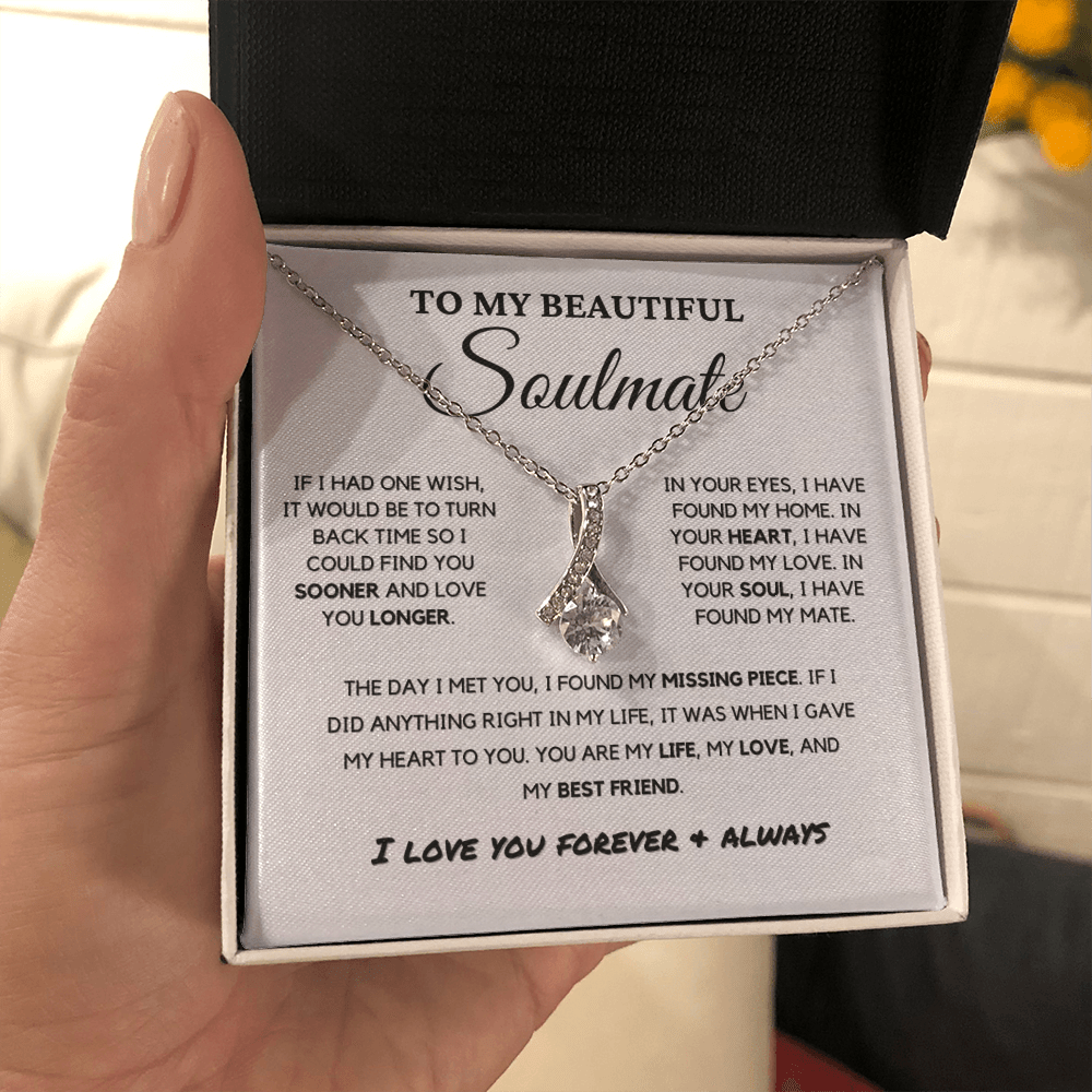 Soulmate - Missing Piece - Eternal Hope Necklace | Romantic Gift for Wife, Fiancé, Girlfriend, Valentine's Day Present 0201bB
