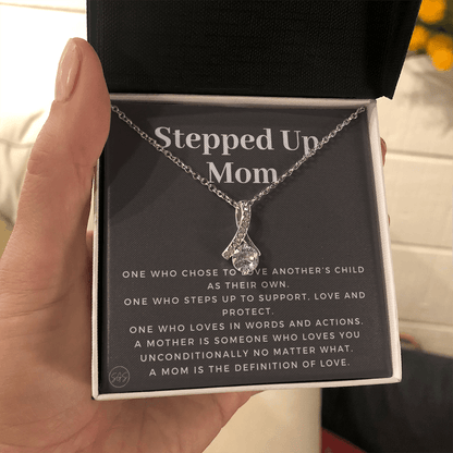 Stepped Up Mom | Gift for Stepmom, Bonus Mom, Stepmother, Grandma, Second Mama, From Step Daughter Son, Christmas, Birthday, Foster 1105bB