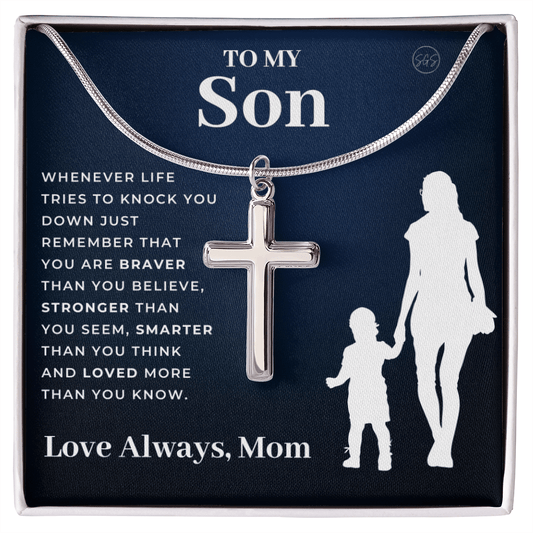 Gift for Son (From Mom) | Christian Cross Necklace
