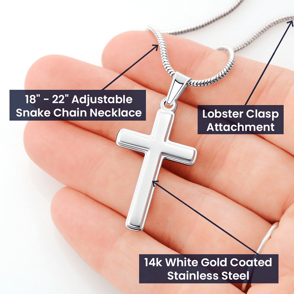 To My Son | Cross Necklace - Gift for Son from Mom, Graduation Gift Class of 2022, I'm Proud of You Son, I Love You, Christian Gift 0503f