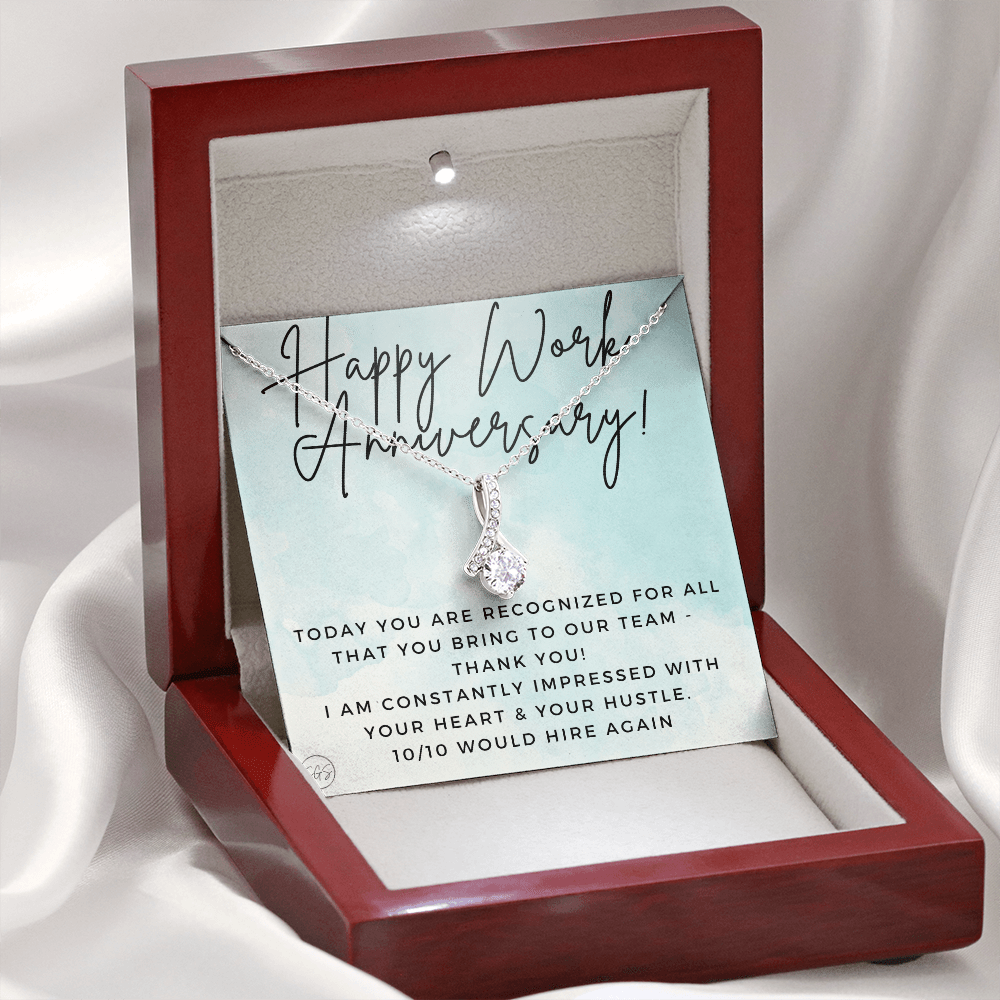 Happy Work Anniversary! Gift From Boss, Hustle, Congrats, Thank You, Christmas, Necklace, Team, Office Present, Employee Appreciation 1029bBA