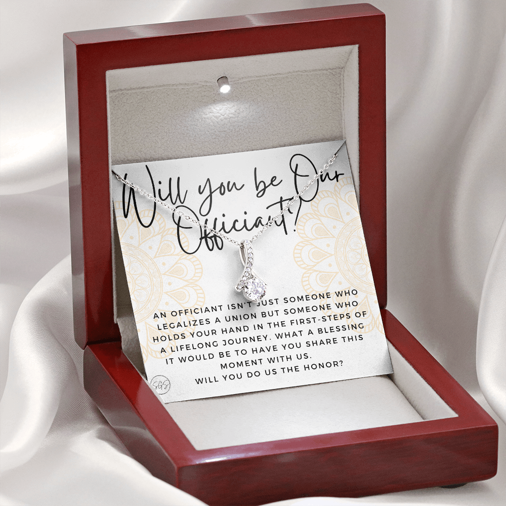 Wedding Officiant Proposal Gift | Will You Marry Us? Will You Be Our Officiant? For Friends, Best Friend Bestie Necklace Bridal Party 0817abA