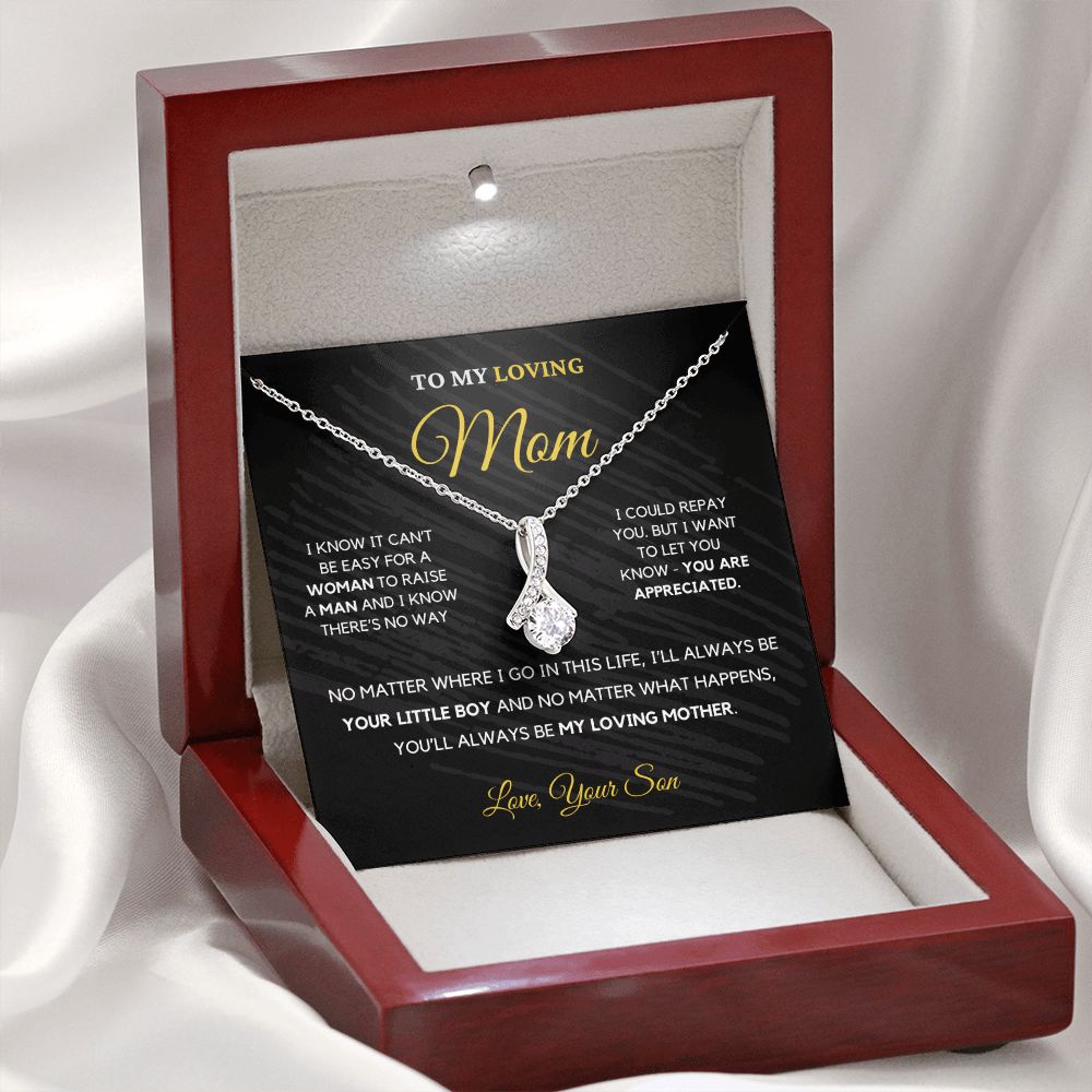 To My Loving Mom - Love Knot Necklace | Gift for Mother's Day From Son, I'll Always Be Your Little Boy, You'll Always Be My Loving Mother 2B