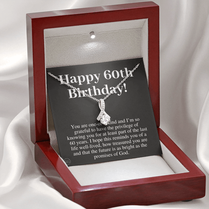 60th Birthday Gift for Women | Bday Present for Mom, Stepmom, Grandma, Friend, Employee, Funny and Heartfelt Card and Necklace 2807b