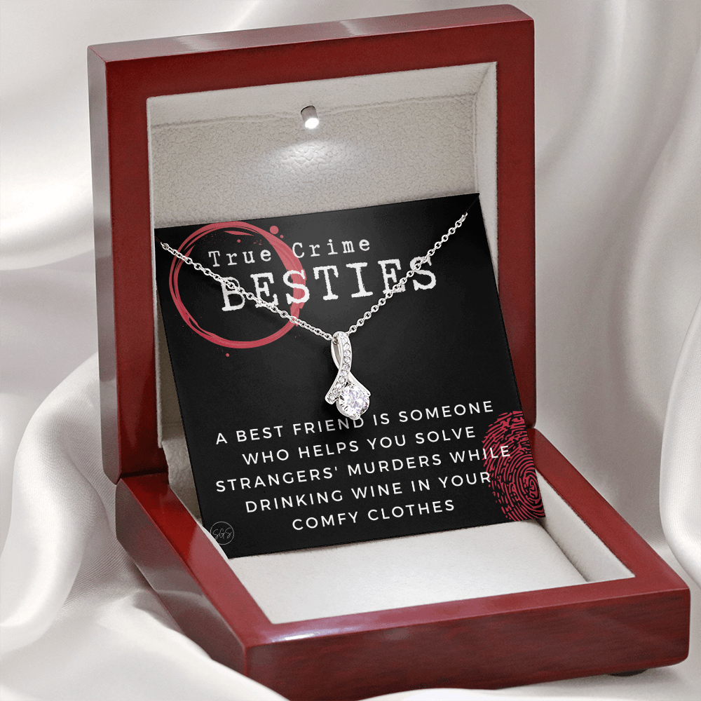 True Crime Best Friend Gift | Christmas Gift for Bestie, Funny Best Friend Necklace, True Crime & Wine, Podcast Junkie, Coffee Lover 1118-02B