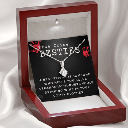 True Crime Best Friend Gift | Christmas Gift for Bestie, Funny Best Friend Necklace, True Crime & Wine, Podcast Junkie, Coffee Lover 1118-01B