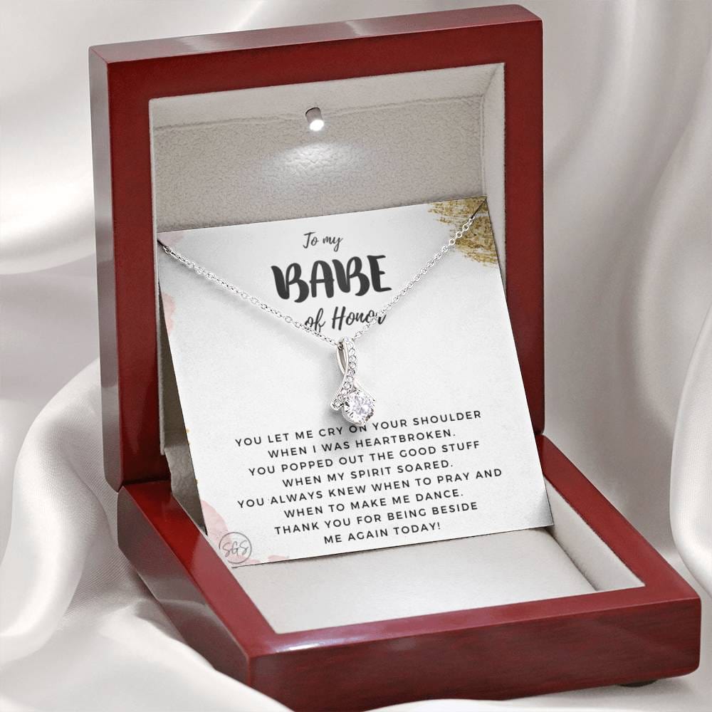 To My BABE of Honor | Stuff Gina Says, Maid of Honor Gift from the Bride, Thank you gift, Bridal Party, Wedding, Rehearsal Dinner, Minimalist Necklace 0622D
