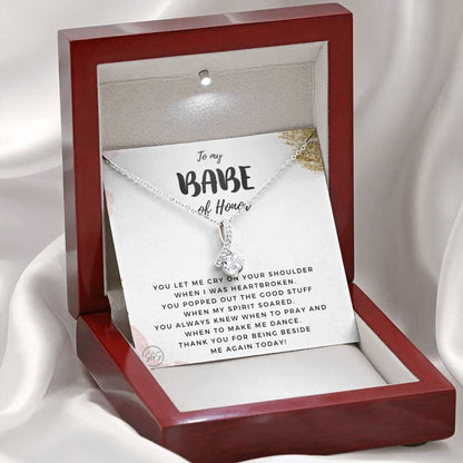 To My BABE of Honor | Stuff Gina Says, Maid of Honor Gift from the Bride, Thank you gift, Bridal Party, Wedding, Rehearsal Dinner, Minimalist Necklace 0622D