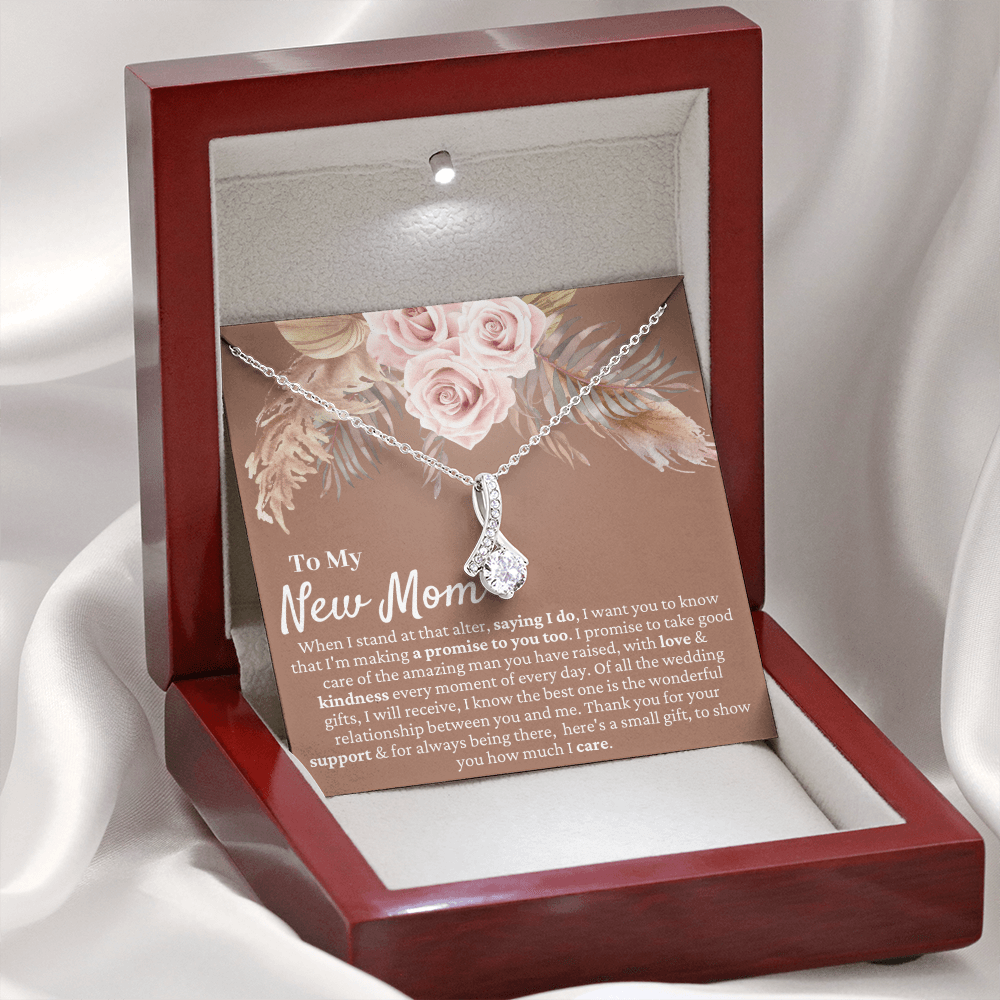 Mother in Law Wedding Gift from Bride - Mother of the Groom Necklace, Sentimental Future MIL, Pampas Grass & Desert Rose, Beauty