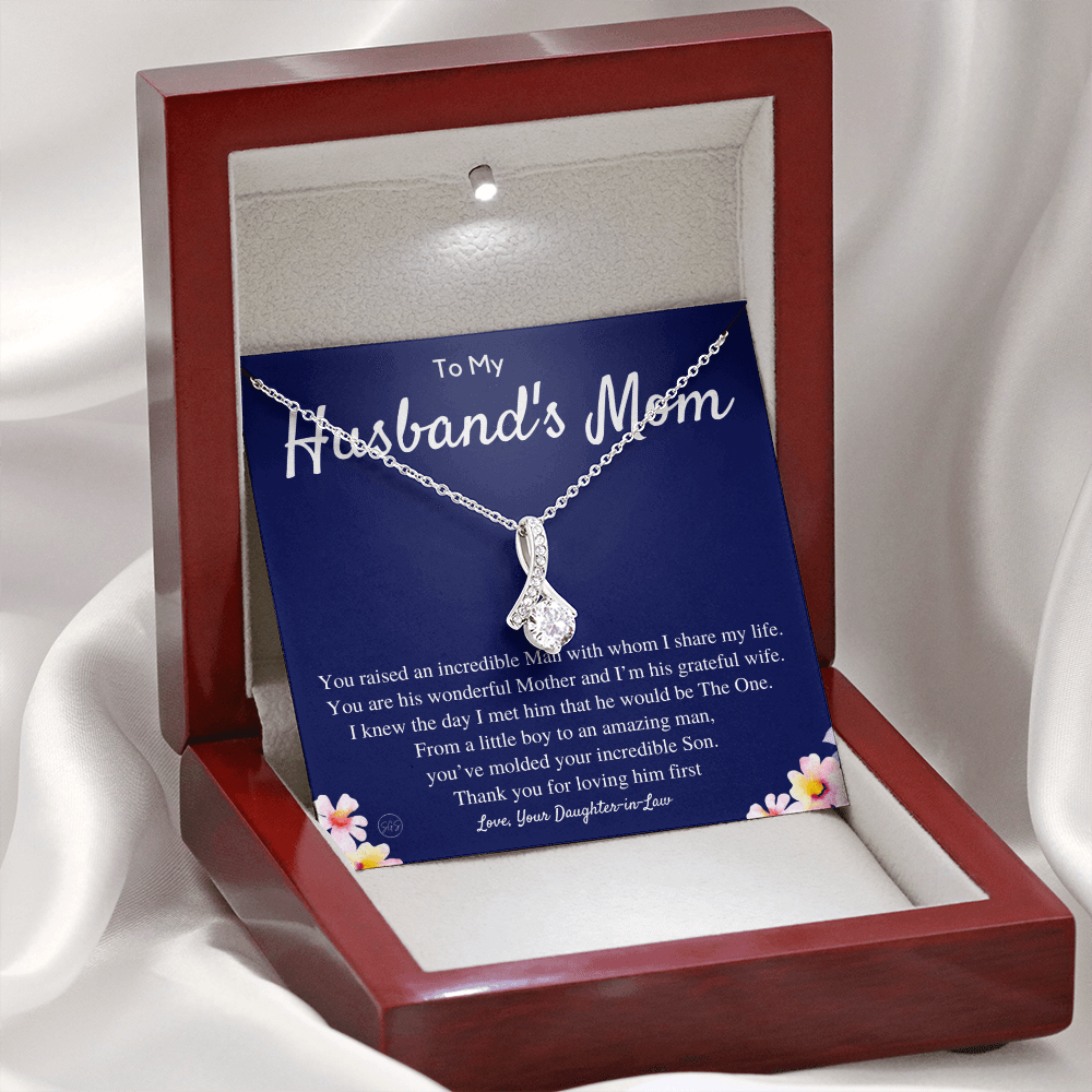 Husband's Mom Gift | Mother in Law Gift, Mother's Day Gift, From Daughter-in-Law, Mother of the Groom Necklace, Birthday, Thank You 0418cB