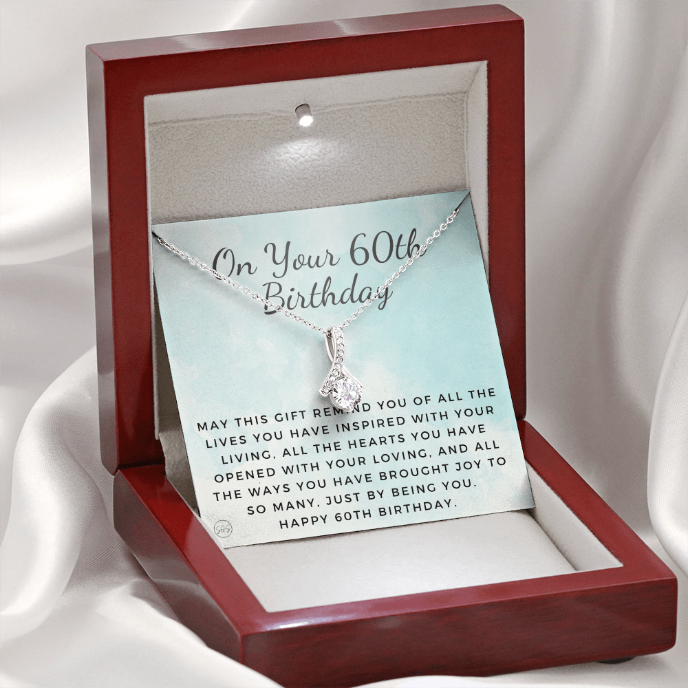 60th Birthday Gift for Women | Bday Present for Mom, Stepmom, Grandma, Friend, Employee, Funny and Heartfelt Card and Necklace 2803b