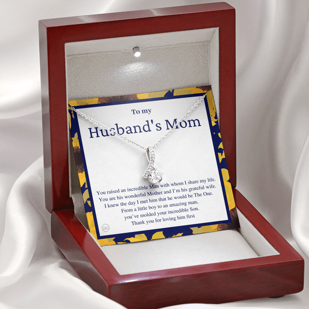 Husband's Mom Gift | Mother in Law Gift, Mother's Day Gift, From Daughter-in-Law, Mother of the Groom Necklace, Birthday, Thank You 0418dB