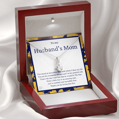 Husband's Mom Gift | Mother in Law Gift, Mother's Day Gift, From Daughter-in-Law, Mother of the Groom Necklace, Birthday, Thank You 0418dB