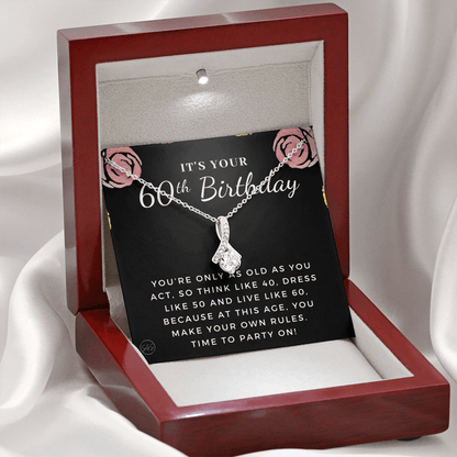 60th Birthday Gift for Women | Bday Present for Mom, Stepmom, Grandma, Friend, Employee, Funny and Heartfelt Card and Necklace 2806b