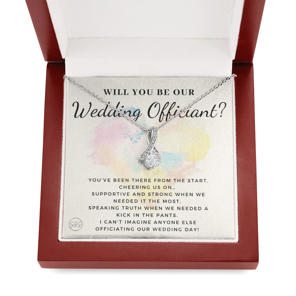 Wedding Officiant Proposal Gift | Will You Marry Us? Will You Be Our Officiant? For Friends, Best Friend Bestie Necklace Bridal Party 0817dbA