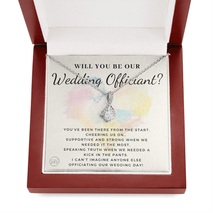 Wedding Officiant Proposal Gift | Will You Marry Us? Will You Be Our Officiant? For Friends, Best Friend Bestie Necklace Bridal Party 0817dbA