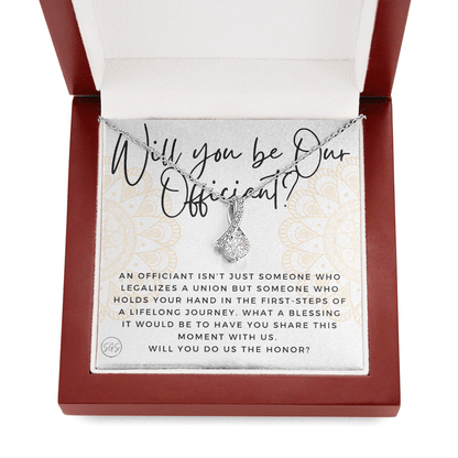 Wedding Officiant Proposal Gift | Will You Marry Us? Will You Be Our Officiant? For Friends, Best Friend Bestie Necklace Bridal Party 0817abA