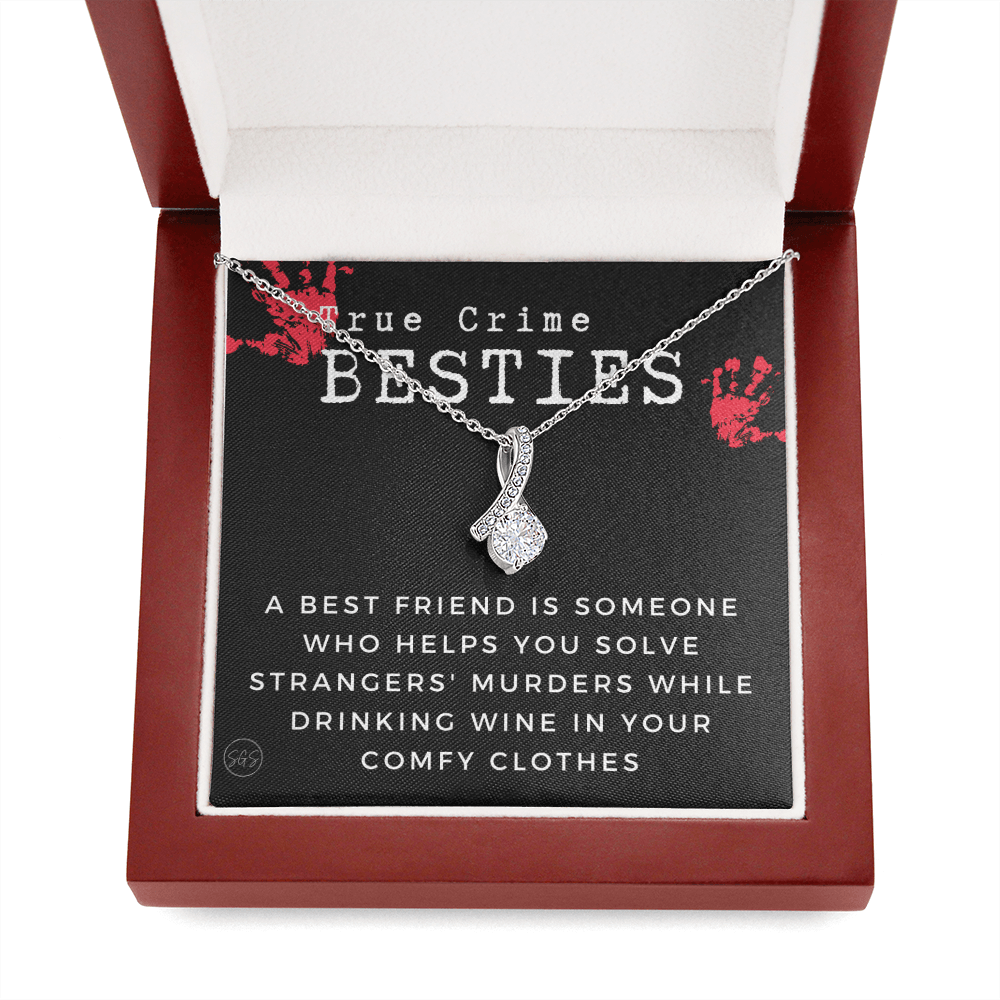 True Crime Best Friend Gift | Christmas Gift for Bestie, Funny Best Friend Necklace, True Crime & Wine, Podcast Junkie, Coffee Lover 1118-01B