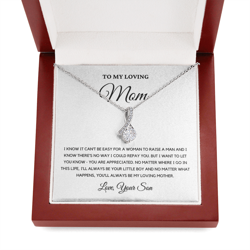To My Loving Mom - Love Knot Necklace | Gift for Mother's Day From Son, I'll Always Be Your Little Boy, You'll Always Be My Loving Mother 4B