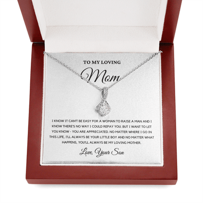 To My Loving Mom - Love Knot Necklace | Gift for Mother's Day From Son, I'll Always Be Your Little Boy, You'll Always Be My Loving Mother 4B