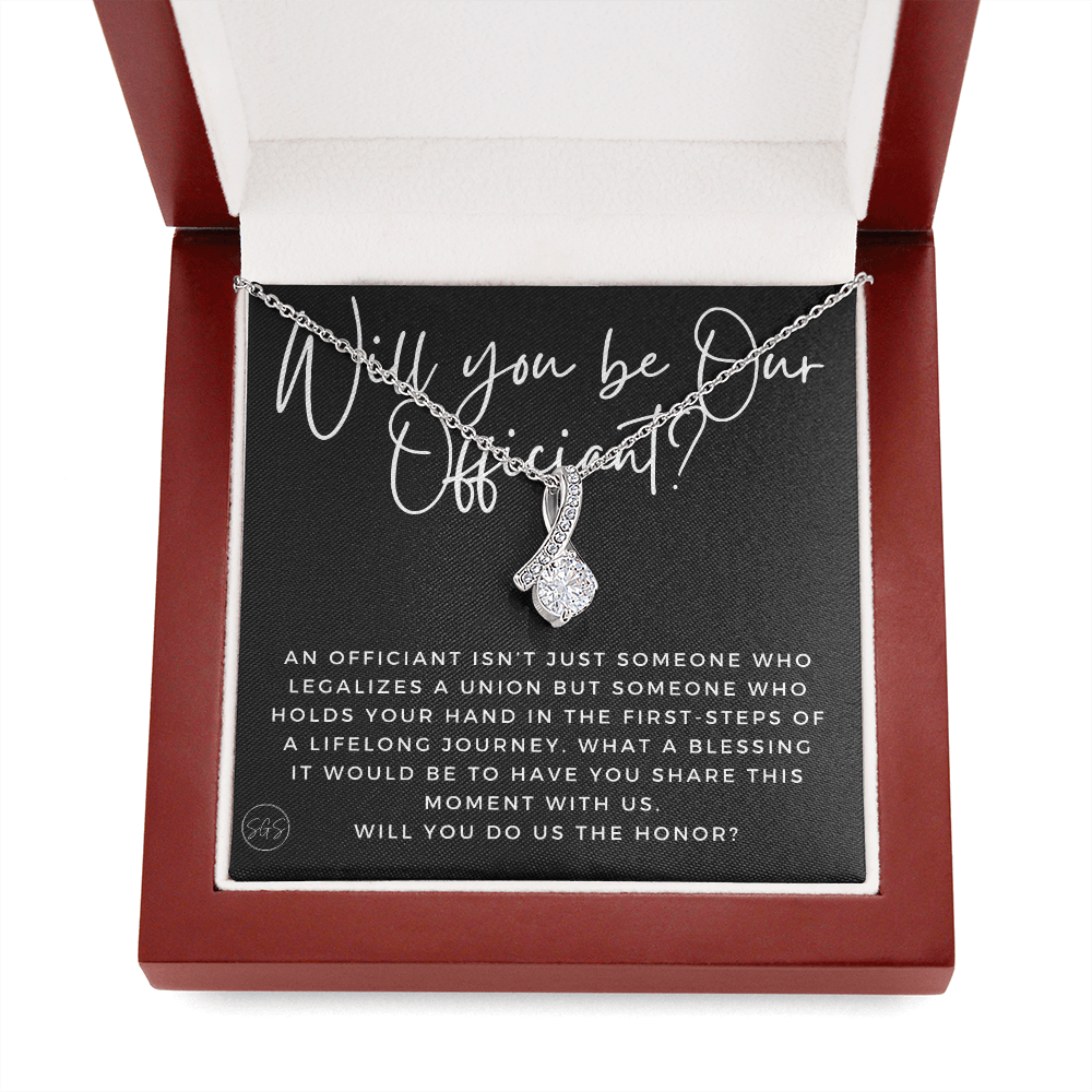 Wedding Officiant Proposal Gift | Will You Marry Us? Will You Be Our Officiant? For Friends, Best Friend Bestie Necklace Bridal Party 0817cbA