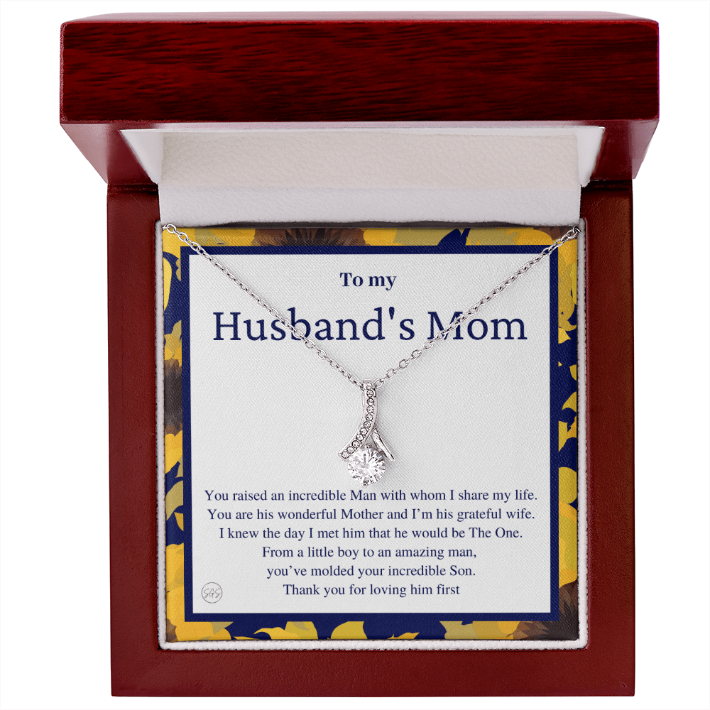 Husband's Mom Gift | Mother in Law Gift, Mother's Day Gift, From Daughter-in-Law, Mother of the Groom Necklace, Birthday, Thank You 0418dB