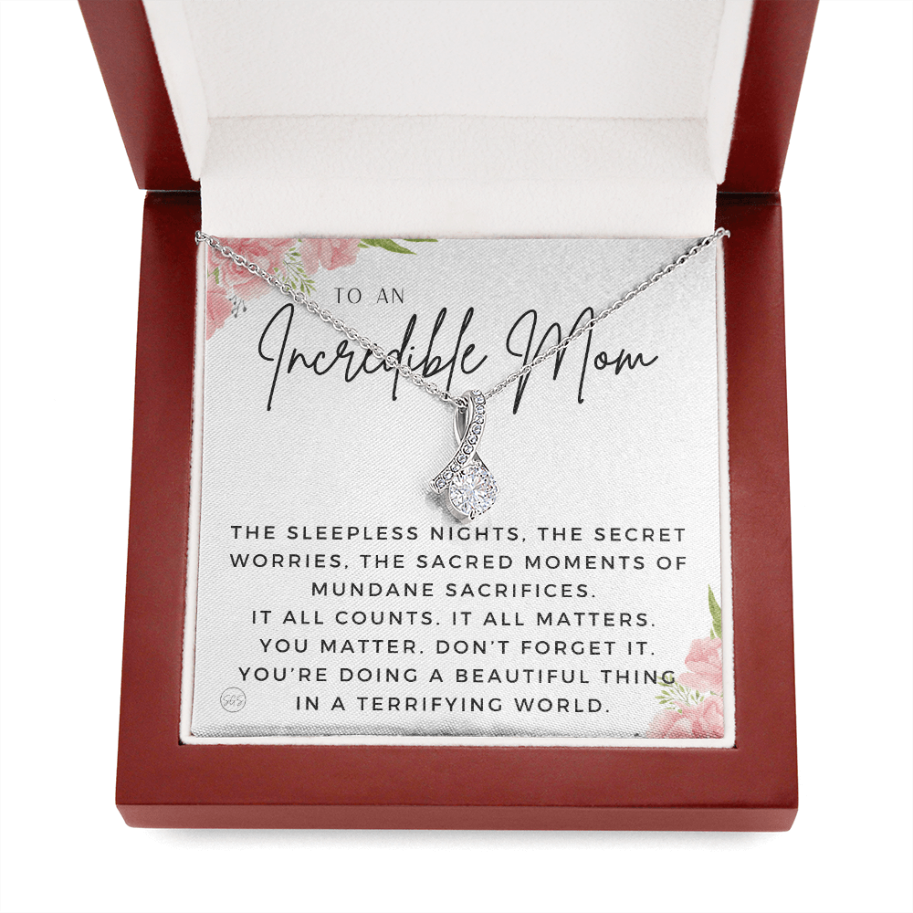 Gift for Mom | For An Incredible Mom, Mother's Day Necklace, From Daughter, Gift for New Mom, Pregnant Sister Gift, Christmas Gift 1112aadBA