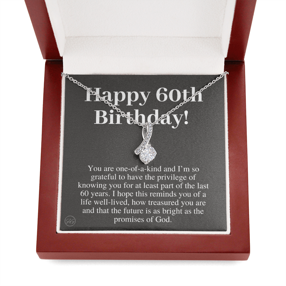 60th Birthday Gift for Women | Bday Present for Mom, Stepmom, Grandma, Friend, Employee, Funny and Heartfelt Card and Necklace 2807b