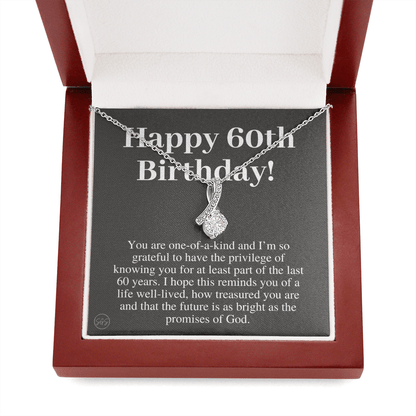 60th Birthday Gift for Women | Bday Present for Mom, Stepmom, Grandma, Friend, Employee, Funny and Heartfelt Card and Necklace 2807b