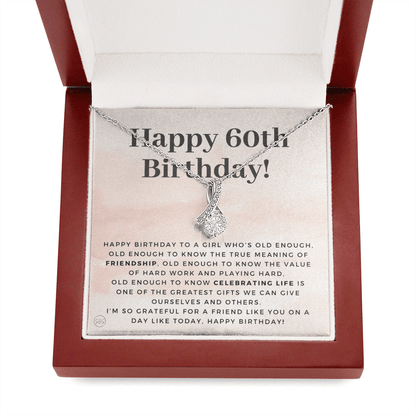 60th Birthday Gift for Women | Bday Present for Mom, Stepmom, Grandma, Friend, Employee, Funny and Heartfelt Card and Necklace 2800b