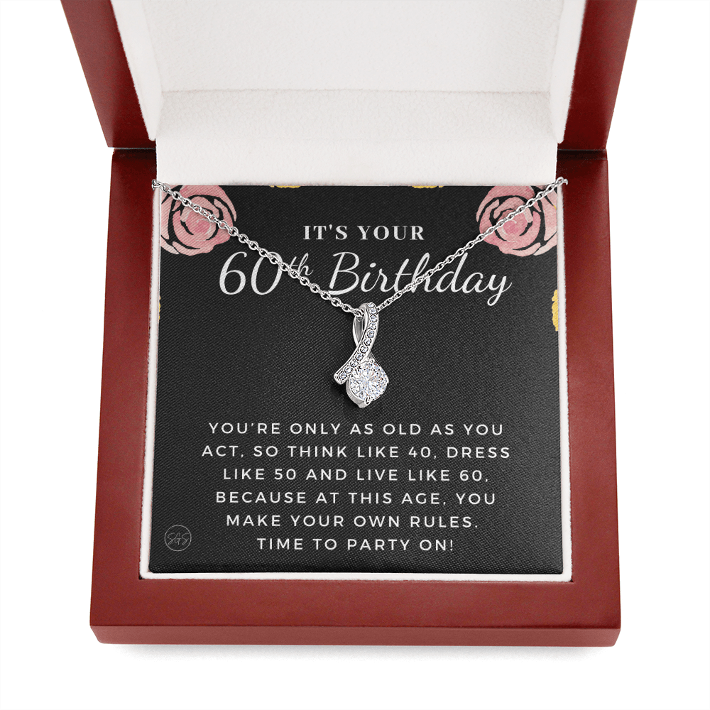 60th Birthday Gift for Women | Bday Present for Mom, Stepmom, Grandma, Friend, Employee, Funny and Heartfelt Card and Necklace 2806b