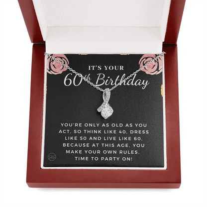 60th Birthday Gift for Women | Bday Present for Mom, Stepmom, Grandma, Friend, Employee, Funny and Heartfelt Card and Necklace 2806b