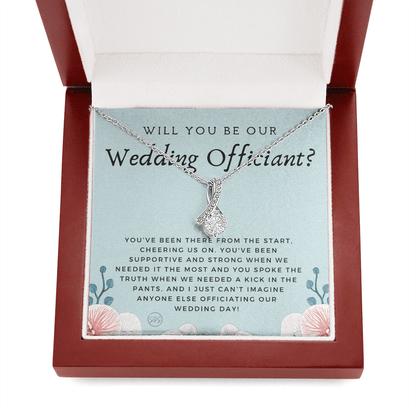 Wedding Officiant Proposal Gift | Will You Marry Us? Will You Be Our Officiant? For Friends, Best Friend Bestie Necklace Bridal Party 0817ebA