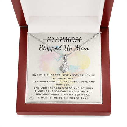Stepped Up Mom | Gift for Stepmom, Bonus Mom, Stepmother, Grandma, Second Mama, From Step Daughter Son, Christmas, Birthday, Foster 1026eB