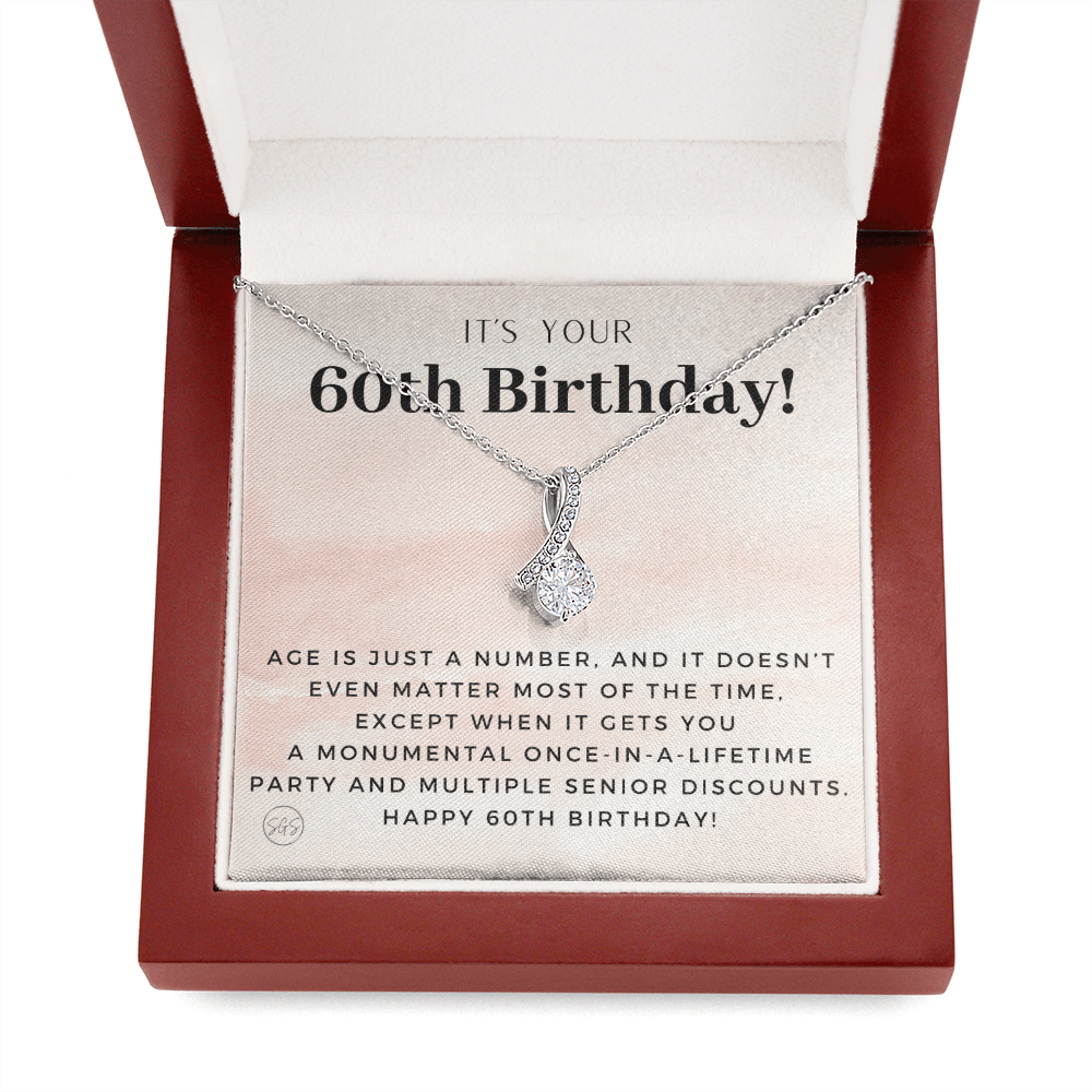 60th Birthday Gift for Women | Bday Present for Mom, Stepmom, Grandma, Friend, Employee, Funny and Heartfelt Card and Necklace 2805b