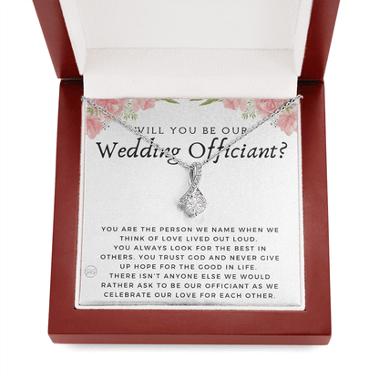 Wedding Officiant Proposal Gift | Will You Marry Us? Will You Be Our Officiant? For Friends, Best Friend Bestie Necklace Bridal Party 0817fbA