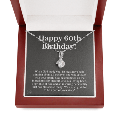 60th Birthday Gift for Women | Bday Present for Mom, Stepmom, Grandma, Friend, Employee, Funny and Heartfelt Card and Necklace 2802b
