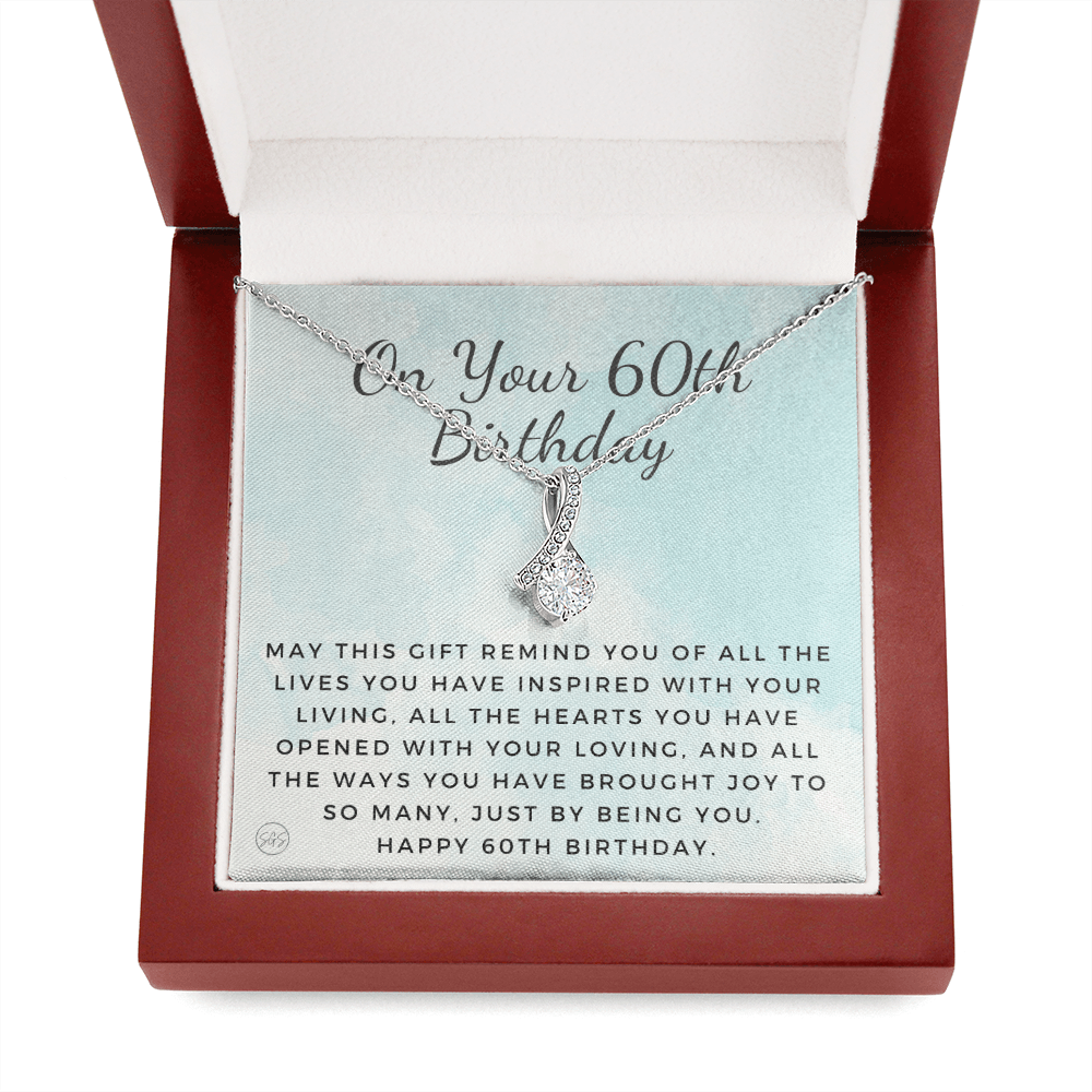 60th Birthday Gift for Women | Bday Present for Mom, Stepmom, Grandma, Friend, Employee, Funny and Heartfelt Card and Necklace 2803b