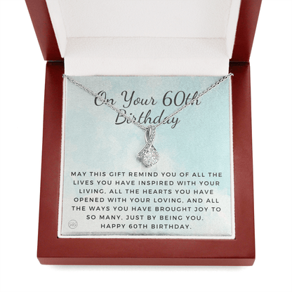 60th Birthday Gift for Women | Bday Present for Mom, Stepmom, Grandma, Friend, Employee, Funny and Heartfelt Card and Necklace 2803b