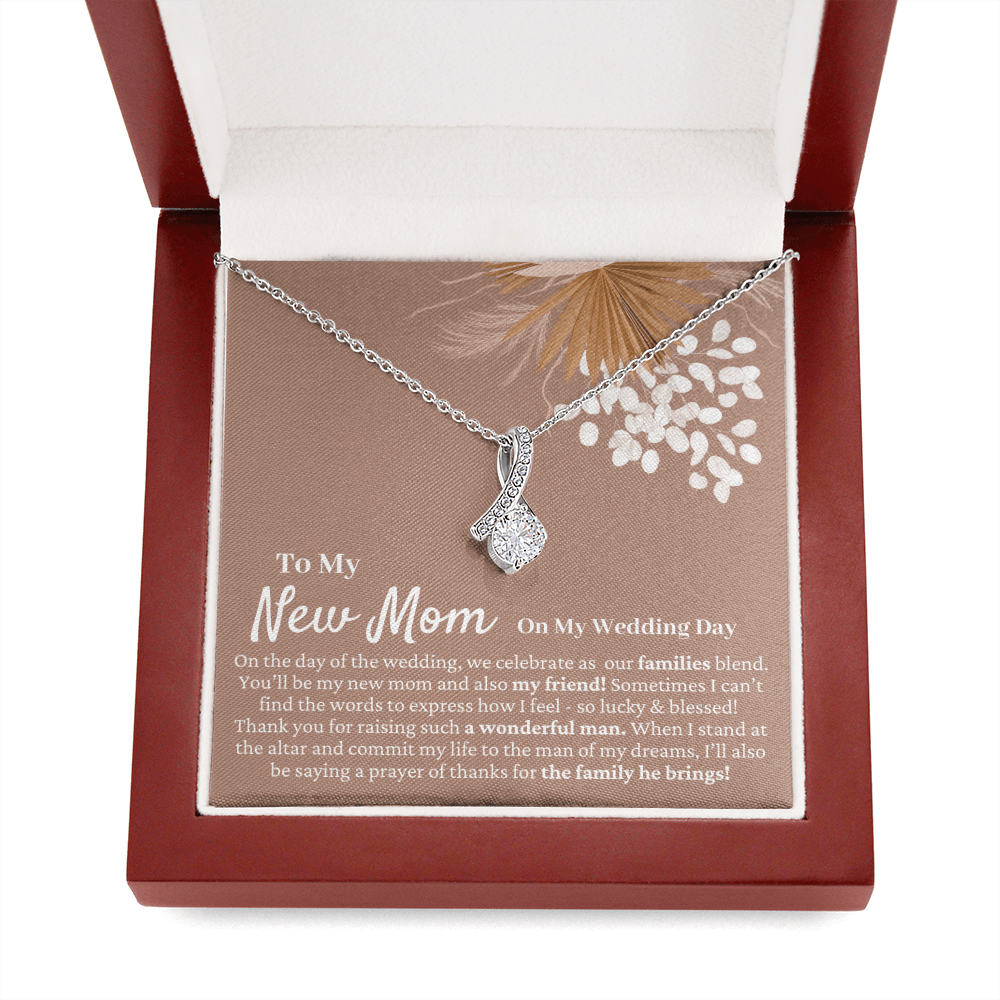 Mother in Law Wedding Gift from Bride - Mother of the Groom Necklace, Sentimental Future MIL, Pampas Grass, Beauty Pendant, Wedding Day