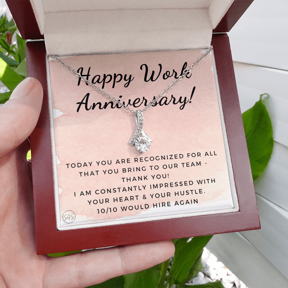 Happy Work Anniversary! Gift From Boss, Hustle, Congrats, Thank You, Christmas, Necklace, Team, Office Present, Employee Appreciation 1029aBA