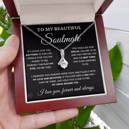 To My Beautiful Soulmate | Love Knot Necklace - Gift for Wife, Gift for Girlfriend, Gift for Fiance, Future Wife, Anniversary for Her 0503bB