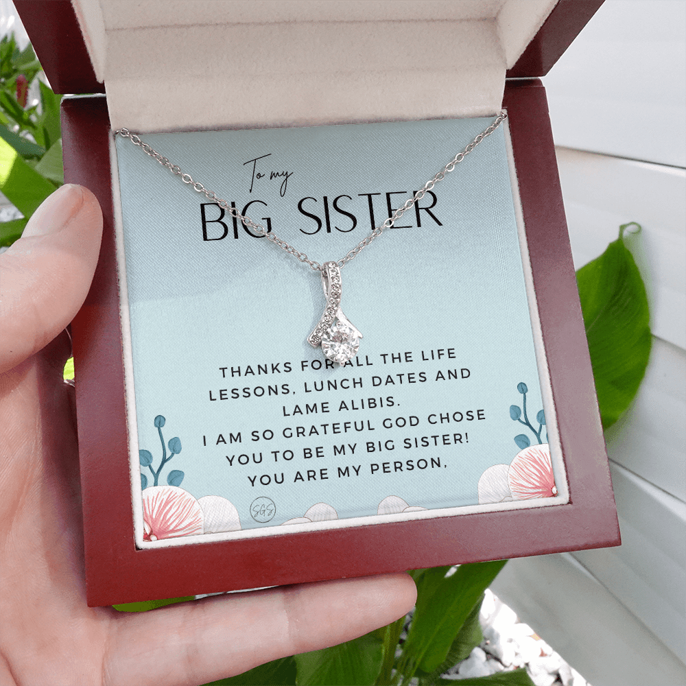 Big Sister Gift | Necklace for Older Sister, Christmas Idea, Birthday Present from Younger Sister, Best Big Sis, Heartfelt & Cute 1111gcBA