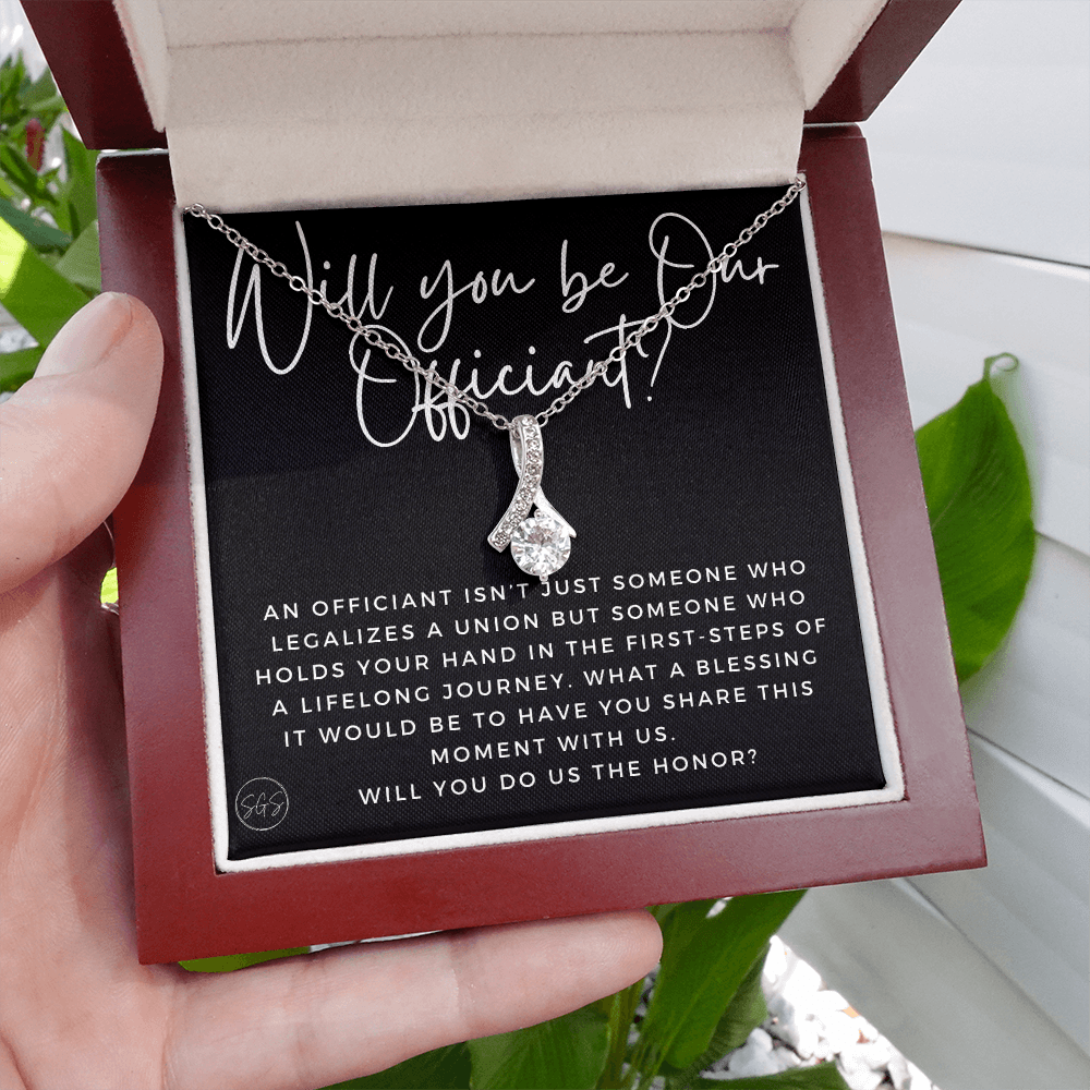 Wedding Officiant Proposal Gift | Will You Marry Us? Will You Be Our Officiant? For Friends, Best Friend Bestie Necklace Bridal Party 0817cbA