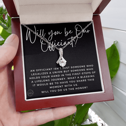 Wedding Officiant Proposal Gift | Will You Marry Us? Will You Be Our Officiant? For Friends, Best Friend Bestie Necklace Bridal Party 0817cbA