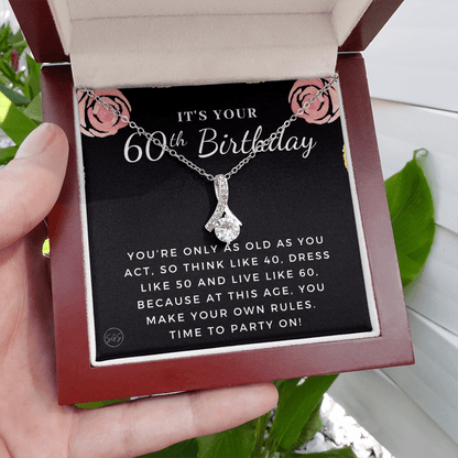 60th Birthday Gift for Women | Bday Present for Mom, Stepmom, Grandma, Friend, Employee, Funny and Heartfelt Card and Necklace 2806b