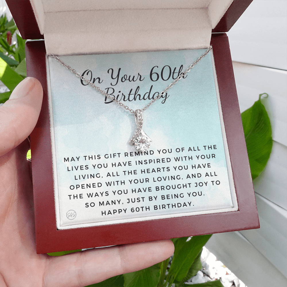 60th Birthday Gift for Women | Bday Present for Mom, Stepmom, Grandma, Friend, Employee, Funny and Heartfelt Card and Necklace 2803b